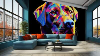 colourful geometric labrador dog, isolated head shot Wall mural