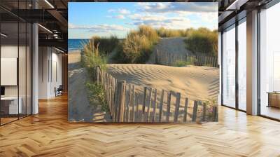 Natural and wild beach with a beautiful and vast area of dunes, Camargue region in the South of Montpellier, France
 Wall mural