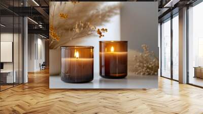 Two soy Candles for Home Scented Aromatherapy. Candle Gift Set for Women. Soy Wax Wall mural