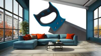 rectangular hand saw blue handle white background Wall mural