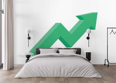 3D green business arrow graph going up Wall mural