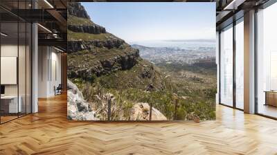 Hiking up the table mountain on hot day in Cape Town Wall mural