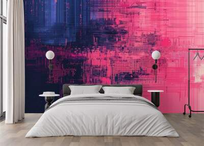 Abstract Pink and Blue Digital Artwork Wall mural