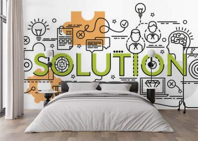 Flat colorful design concept for Solution. Infographic idea of making creative products..Template for website banner, flyer and poster. Wall mural