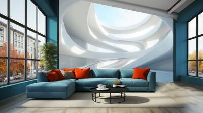 abstract white architecture interior for design, modern and contemporary indoor and outdoor curved wall on a sunny day Wall mural