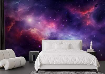 Colorful space galaxy cloud nebula, stary night cosmos, universe science astronomy Wall mural