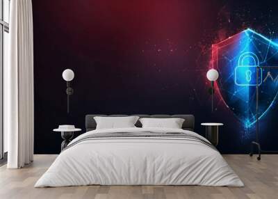 digital security shield protecting online data in cyberspace illustration Wall mural