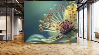 flower close up focus stamen and pistil, macro lens soft natural lighting and tones Wall mural