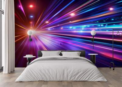 glowing neon lights in motion creating a vibrant and colorful abstract futuristic speed effect Wall mural