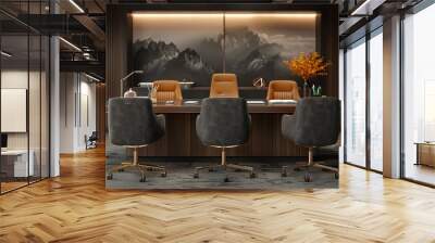 modern executive boardroom with stylish leather chairs and sleek design Wall mural