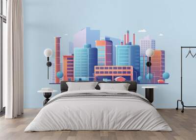 urban technology park vector art in flat style Wall mural