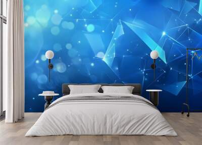 Abstract blue background with polygonal shapes and dots, a technology or science vector illustration Wall mural