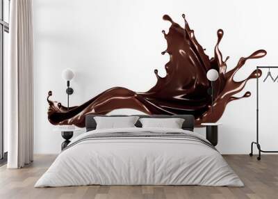 A splash of dark chocolate. 3d illustration, 3d rendering. Wall mural