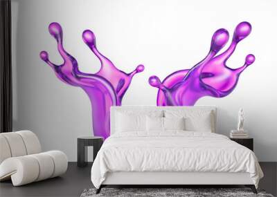 A splash of transparent purple liquid on a white background. 3d illustration, 3d rendering. Wall mural