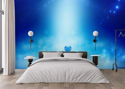 beautiful purple background with water, clouds, stars, waves, fa Wall mural