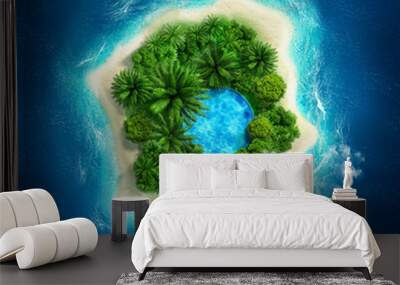 Beautiful tropical island. 3d illustration, 3d rendering. Wall mural