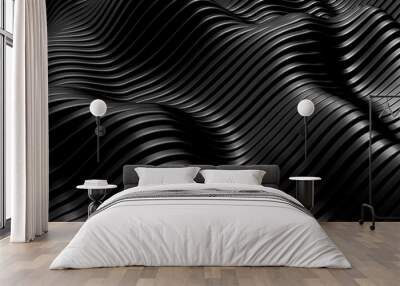 Black background with lines. 3d illustration, 3d rendering. Wall mural