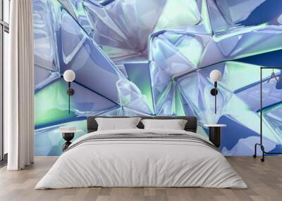 Crystal triangle background. 3d illustration, 3d rendering. Wall mural