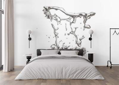 Isolated splash of molten metal on a white background. Wall mural