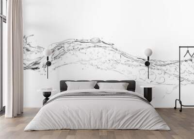 isolated transparent splash of water splashing on a white backgr Wall mural