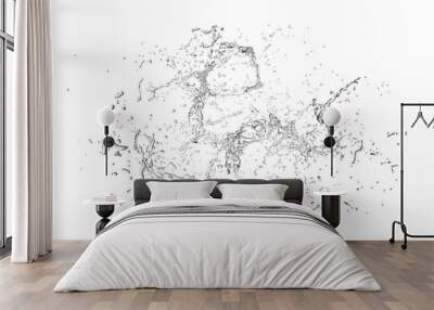 Isolated transparent splash of water splashing on a white background. 3d illustration, 3d rendering. Wall mural