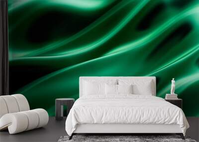 Luxury green drapery fabric background. 3d illustration, 3d rendering. Wall mural