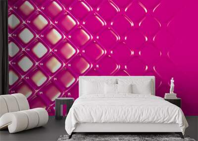 Pink geometric background with relief. 3d illustration, 3d rendering. Wall mural