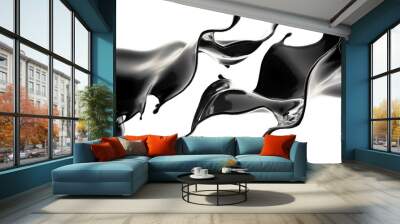 Splash of black liquid. 3d illustration, 3d rendering. Wall mural