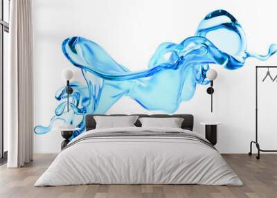 Splash of clear blue liquid, water. 3d illustration, 3d rendering. Wall mural