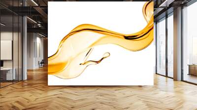 Splash of orange transparent liquid on a white background. 3d illustration, 3d rendering. Wall mural