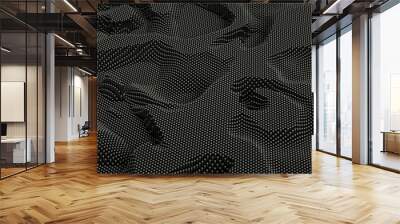 Technology geometry black background. 3d illustration, 3d rendering. Wall mural