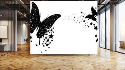 A beautiful black insect logo with a monarch butterfly celestial star silhouette. Wall mural