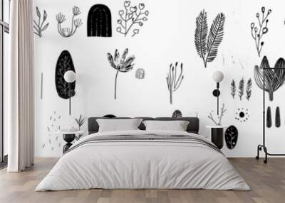 Abstract contemporary modern trendy modern illustration with various shapes and doodles. All elements are isolated. Wall mural