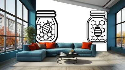 An editable honey jar outline icon on a white background, isolated for a flat modern illustration. It's pixel perfect. 64 x 64. Wall mural