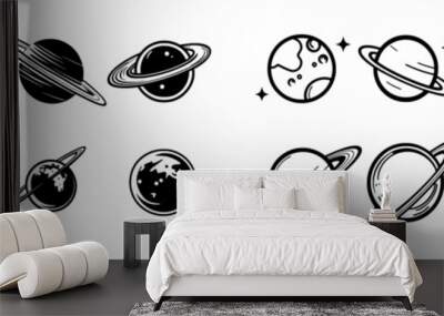 An icon set of planets. Modern graphic illustration for website design, logos, apps, templates, and user interfaces. Wall mural