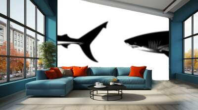 An illustration of a fish silhouette. A graphic symbol of an underwater animal. Wall mural