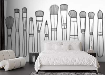 Brushes. Handdrawn sketch. Modern illustration. Wall mural