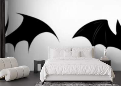 Cartoon illustration of a cute halloween friendly black bat character with wings spread. Wall mural