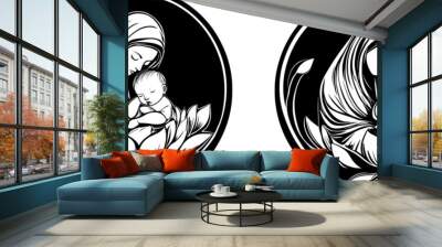 Christian symbol of virgin Mary, modern illustration. Wall mural