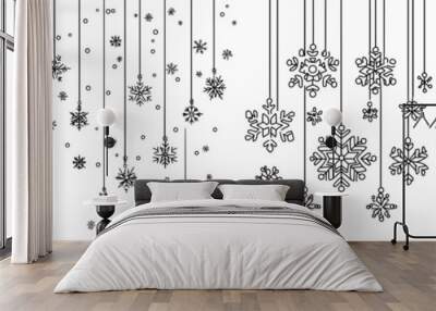 Continually drawn snowflakes, christmas decoration for winter holidays. Wall mural