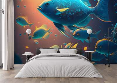 Credible_fishes_illustration_cinematic_lighting_surreal Wall mural