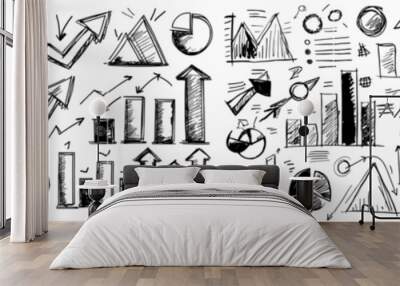 Drawing sketch illustration hand drawn line EPS10 doodle set. Wall mural