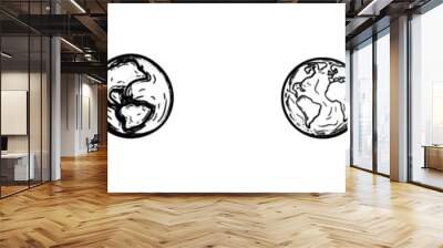 Earth symbol with continuous line. World map one line art. Hand drawn globe icon. Stock modern illustration isolated on white. Wall mural