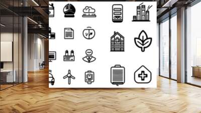 Editable stroke outline icons of green city on white background. Pixel perfect. 64 x 64. Wall mural