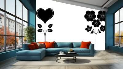 Geometric floral head in abstract geometric style, geometric black symmetric design Wall mural