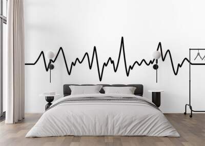 Heart cardiogram continuous one line drawing minimal design isolated on white. Wall mural