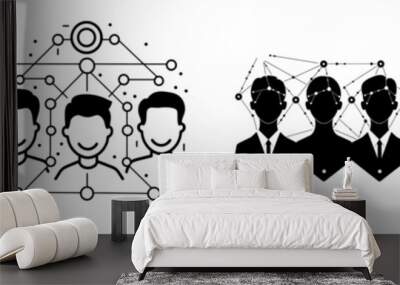 Icon for organization chart in thin line style with modern illustration graphics Wall mural