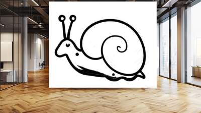 Icon of a purple snail on a colorful circle, ai illustrator Wall mural