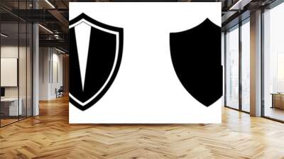 Icon of shield in png format. Black shield badge. Shield emblem in png format. Security badge in glyph format. Wall mural