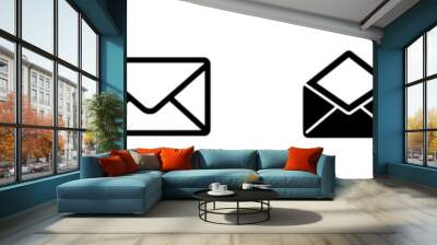 In black linear flat design, adapted e-mail icon for web, web site, and mobile app. The open envelope pictogram is editable by any software. Wall mural